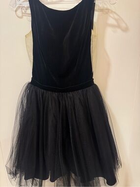 Never Worn Alyce Black Velvet Bodice with Tulle Skirt and corset back.